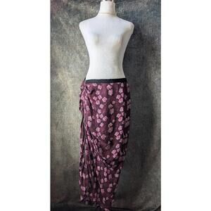 Draped Silk Ruched Floral Cherry Blossoms Band of Outsiders Skirt